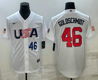 Men's USA Baseball #46 Paul Goldschmidt Number 2023 White World Baseball Classic Stitched Jersey,We sell and wholesale Men's USA Baseball #46 Paul Goldschmidt Number 2023 White World Baseball Classic Stitched Jersey on line form chian!